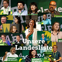 Foto: zeigt die ersten 16. Kandidat*innen der Grünen Landesliste für die Landtagswahl 2021 während ihrer Bewerbungsrede.