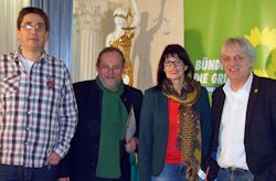 Auf dem Foto sind v.l.n.r.: Christoph Weyrath (Kreisvorstandssprecher), Dr. Heiner Keltsch (Kreisvorstandssprecher), Jutta Blatzheim-Roegler(MDL), Leo Neydeck (Kreisvorstandssprecher)