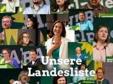 Foto: zeigt die ersten 16. Kandidat*innen der Grünen Landesliste für die Landtagswahl 2021 während ihrer Bewerbungsrede.
